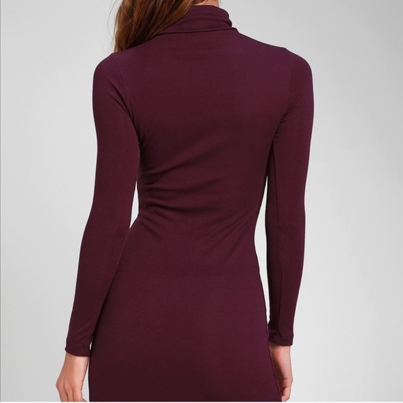 Lulu's Phenomenal Feeling Long Sleeve Turtleneck Bodycon Dress Small Dark Purple - Picture 3 of 12